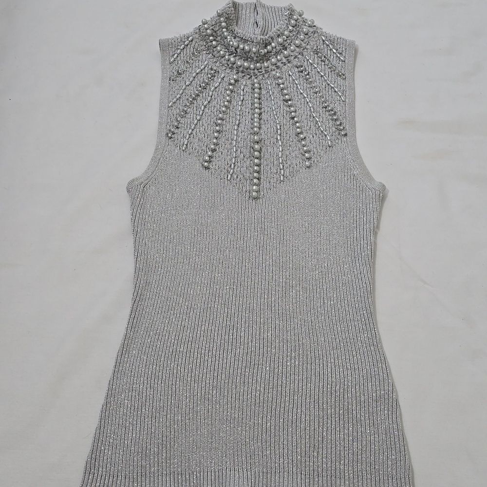 Cache Sleeveless Mock Turtleneck Sweater M